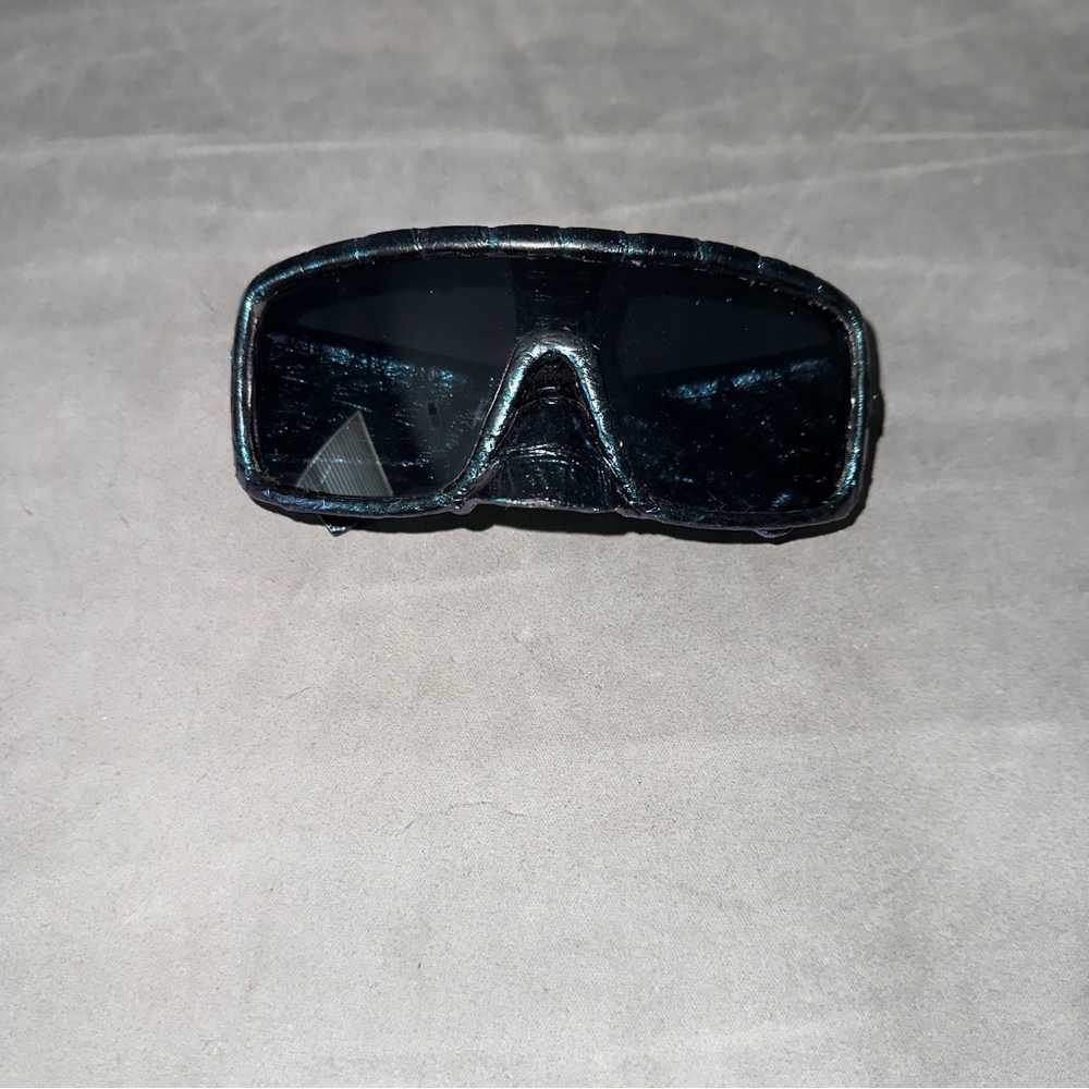 Futuristic Black Wraparound Genuine Python Sungla… - image 3